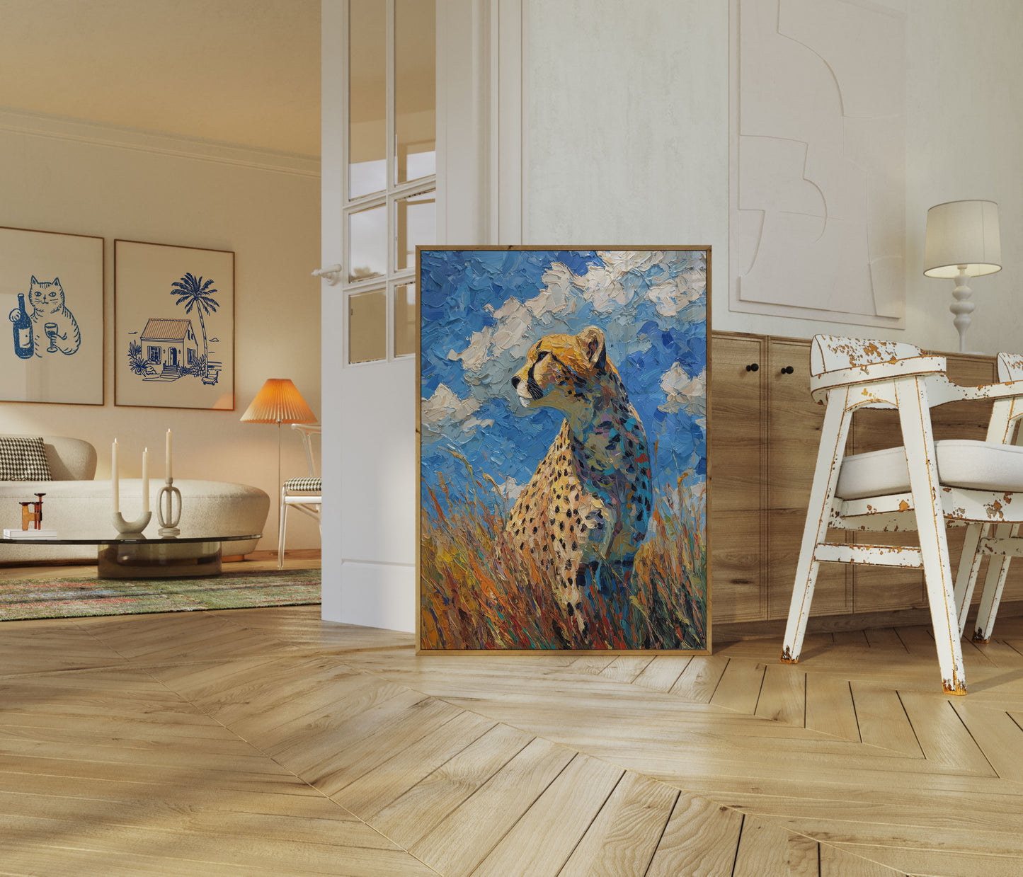 Majestic Cheetah Wild Landscape Poster