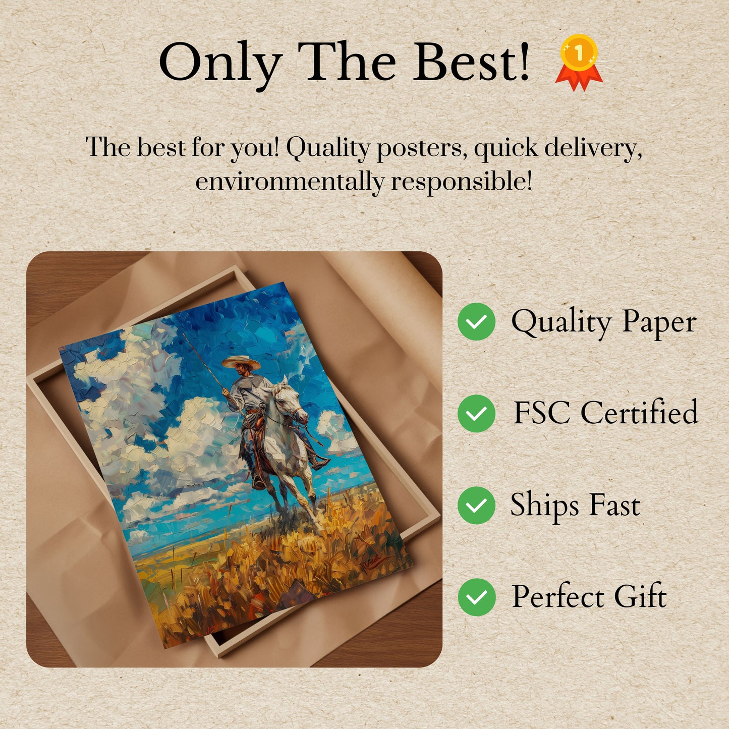 Lone Rider Western Landscape Poster