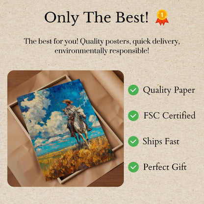 Lone Rider Western Landscape Poster