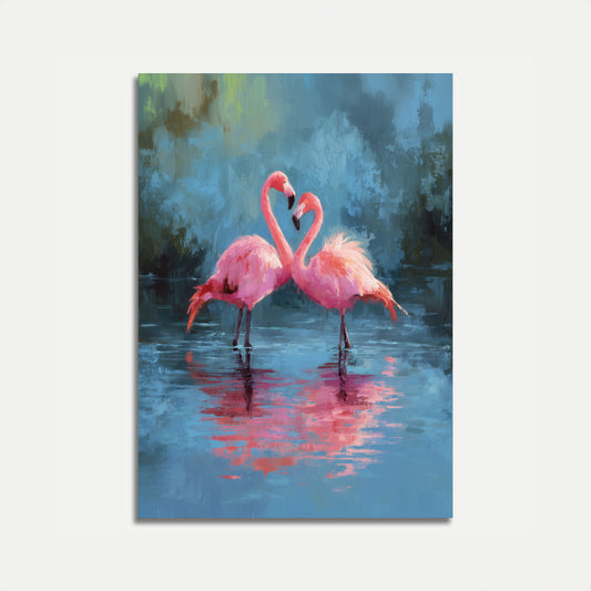 Hart van Roze Flamingo's Poster