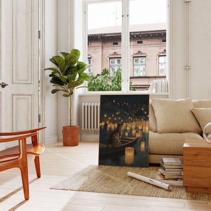 Cat Watching Lanterns Poster