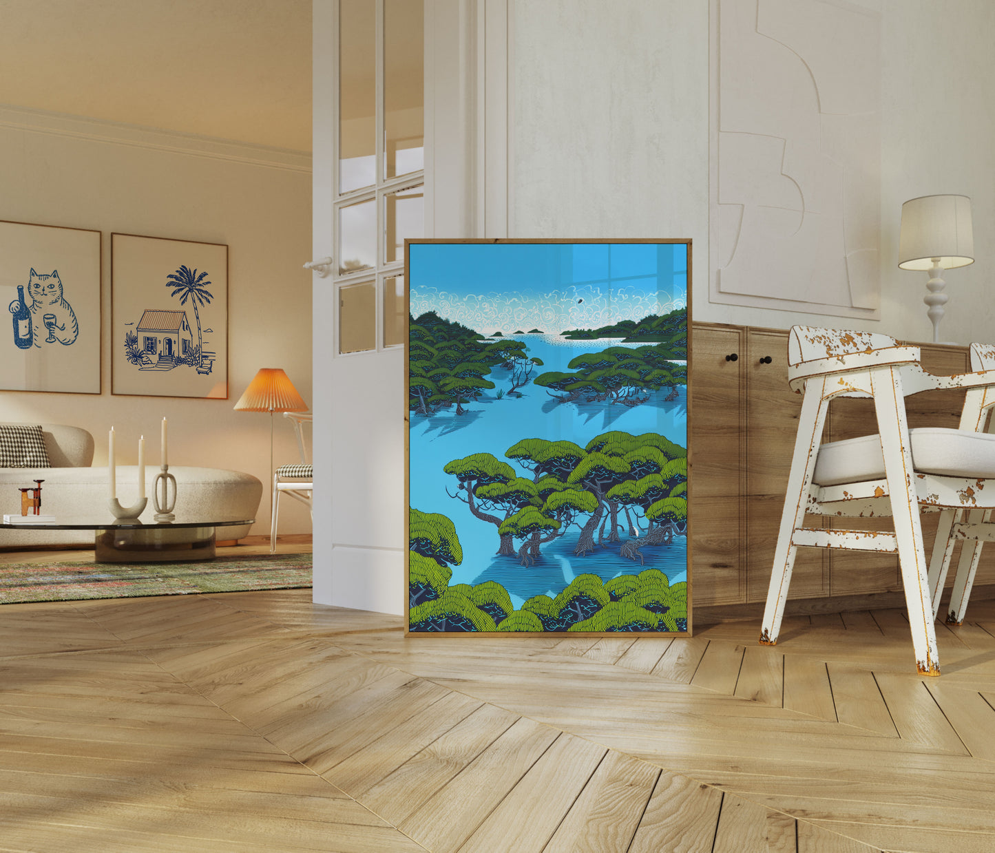 Magical Green Island Landscape Poster