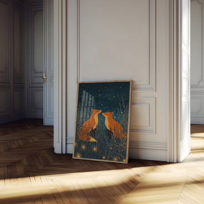 Due Volpi Sotto la Luce delle Stelle Poster