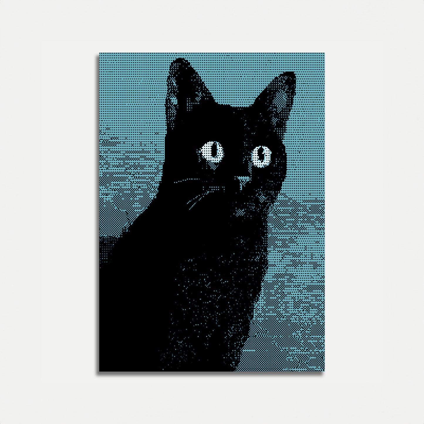 Schwarze Katze mit leuchtenden Augen Poster