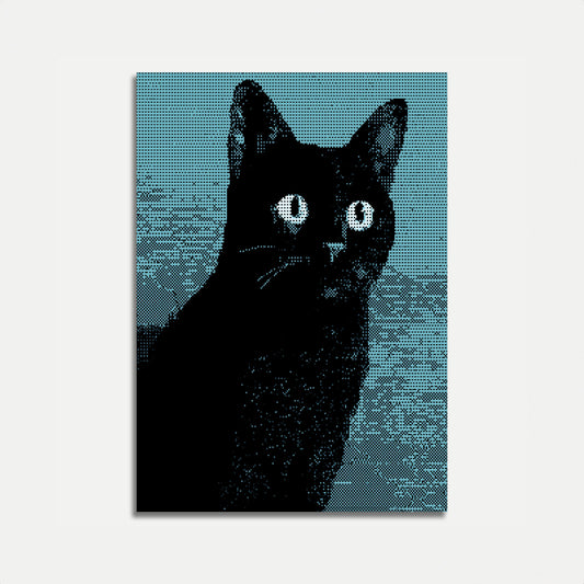 Schwarze Katze mit leuchtenden Augen Poster