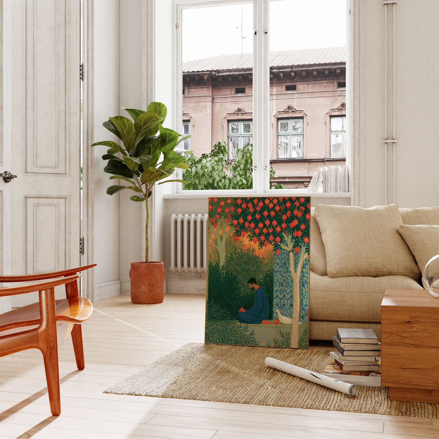 Man in Pomegranate Garden Poster