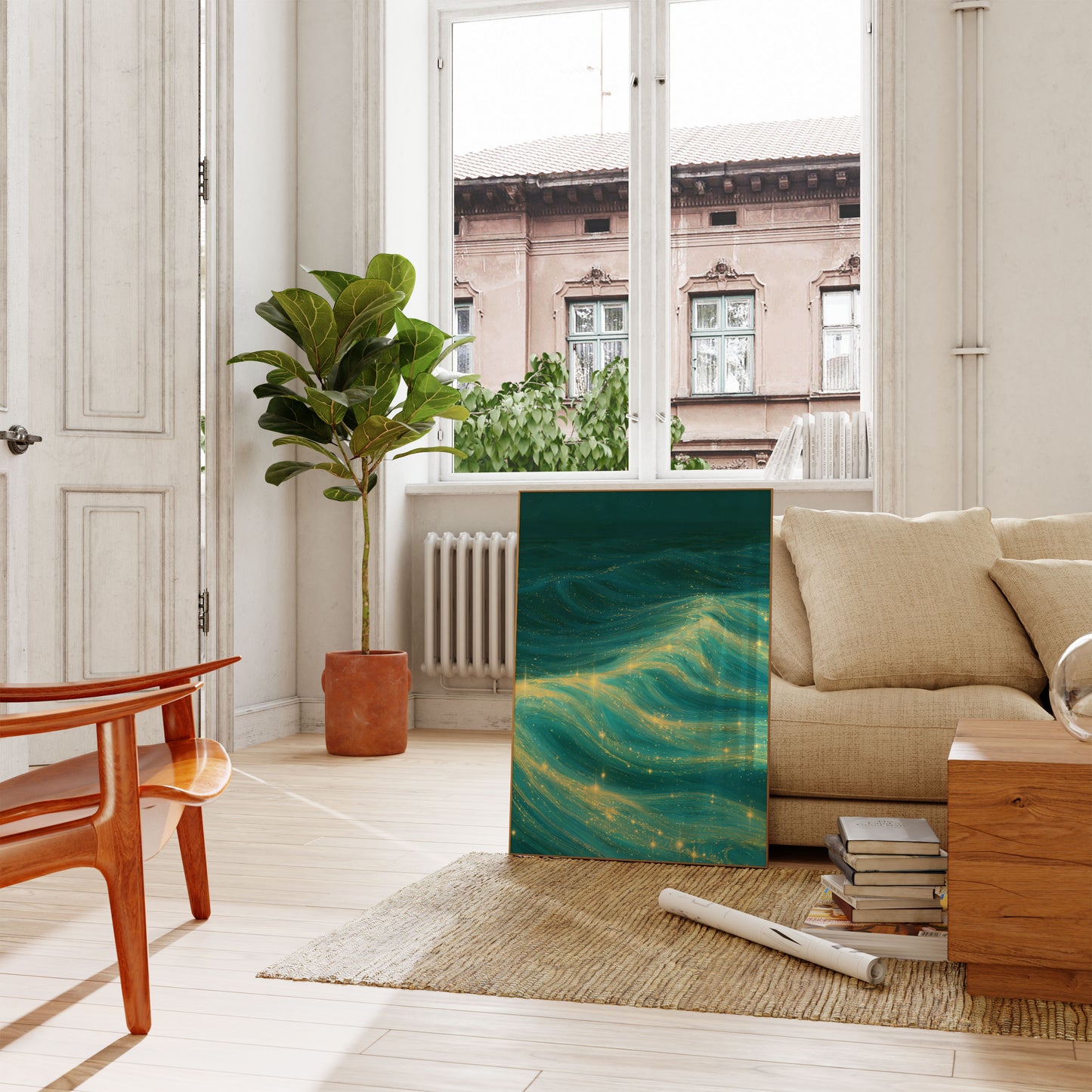 Gouden Lichtgolven Poster