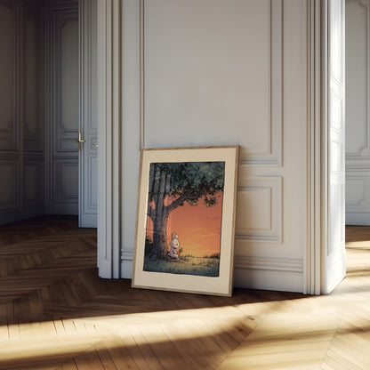 Sonnenuntergangs-Häschen-Meditations-Poster