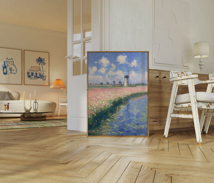 Póster de Molinos Holandeses y Campos de Tulipanes
