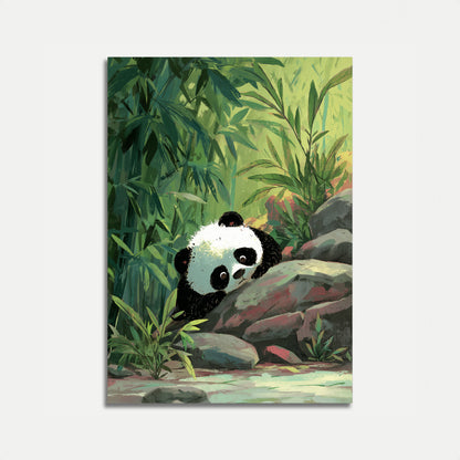 Curious Panda in Bamboo Forest Poster