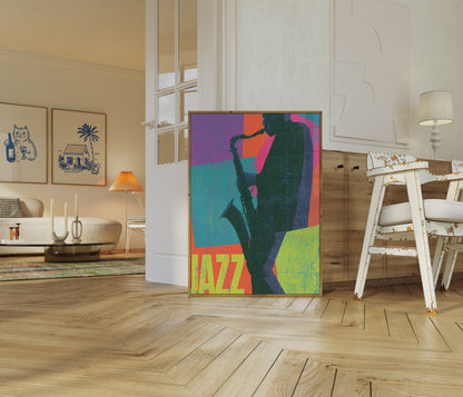 Jazzsaksofonist pop-kunst plakat