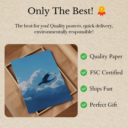 Póster de vuelo celestial del dragón místico