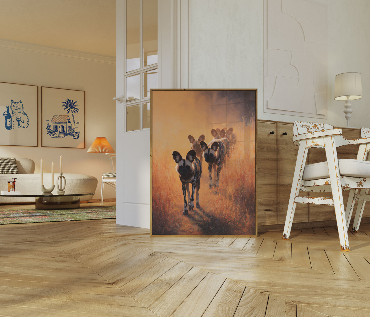 Poster dei Cani Selvatici Africani al Tramonto