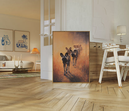 Poster dei Cani Selvatici Africani al Tramonto