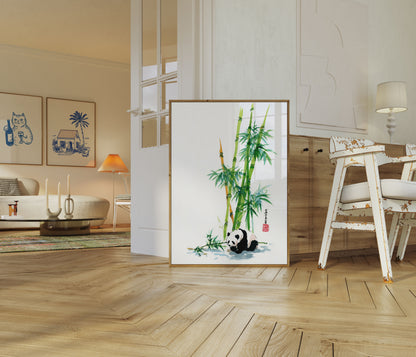 Tranquil Bamboo Forest Panda Poster