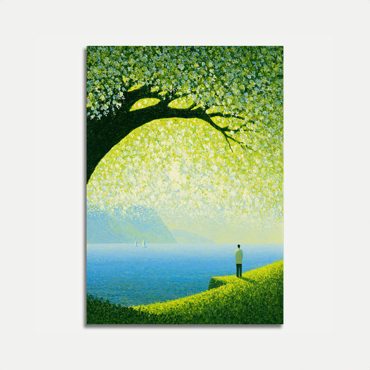 Segelboote unter der Weide Poster