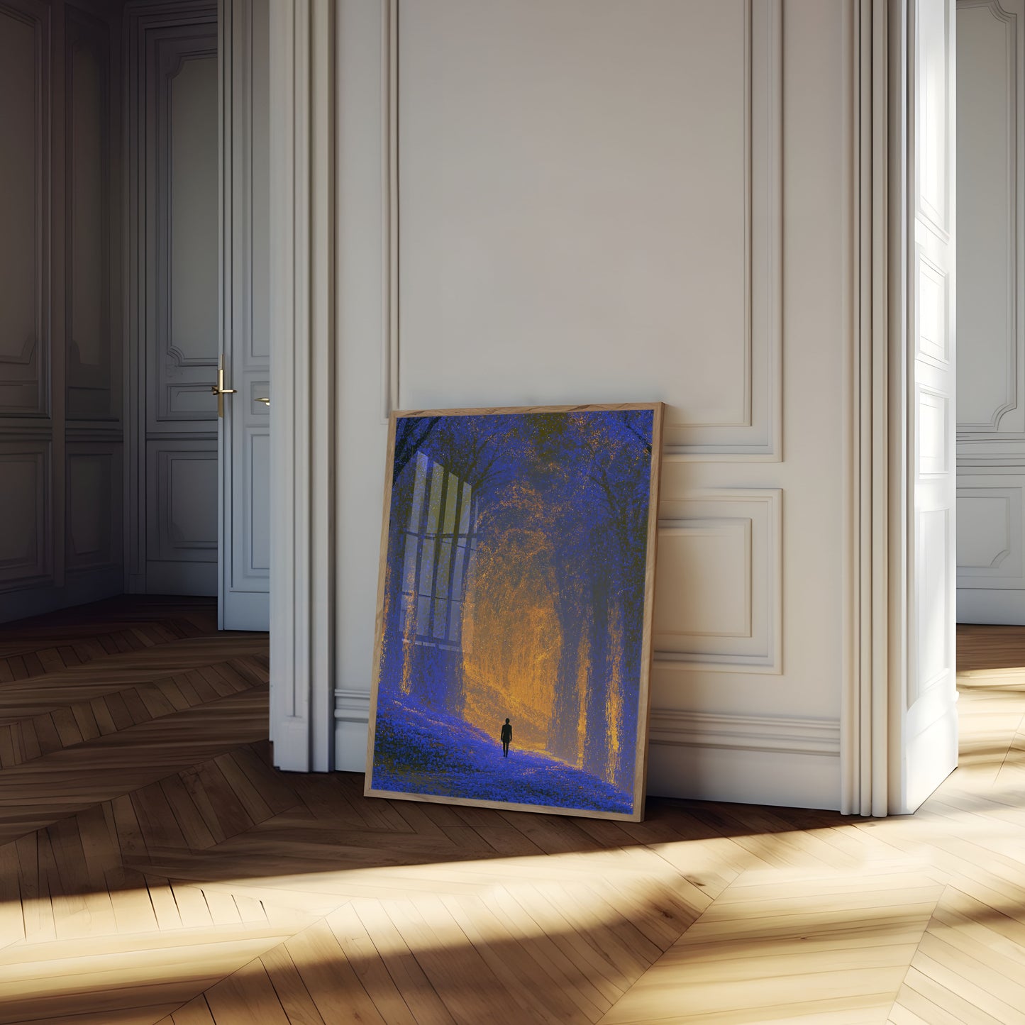 Solitary Journey Through Blue Tunnel Poster