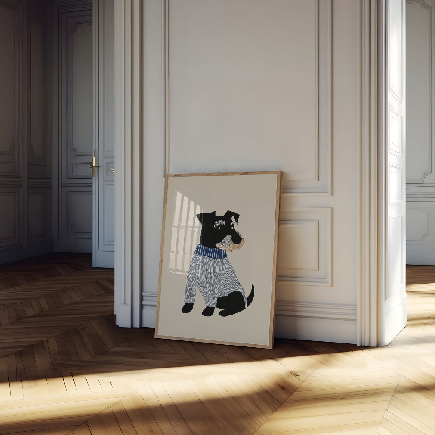 Dapper Dog in Blue Poster