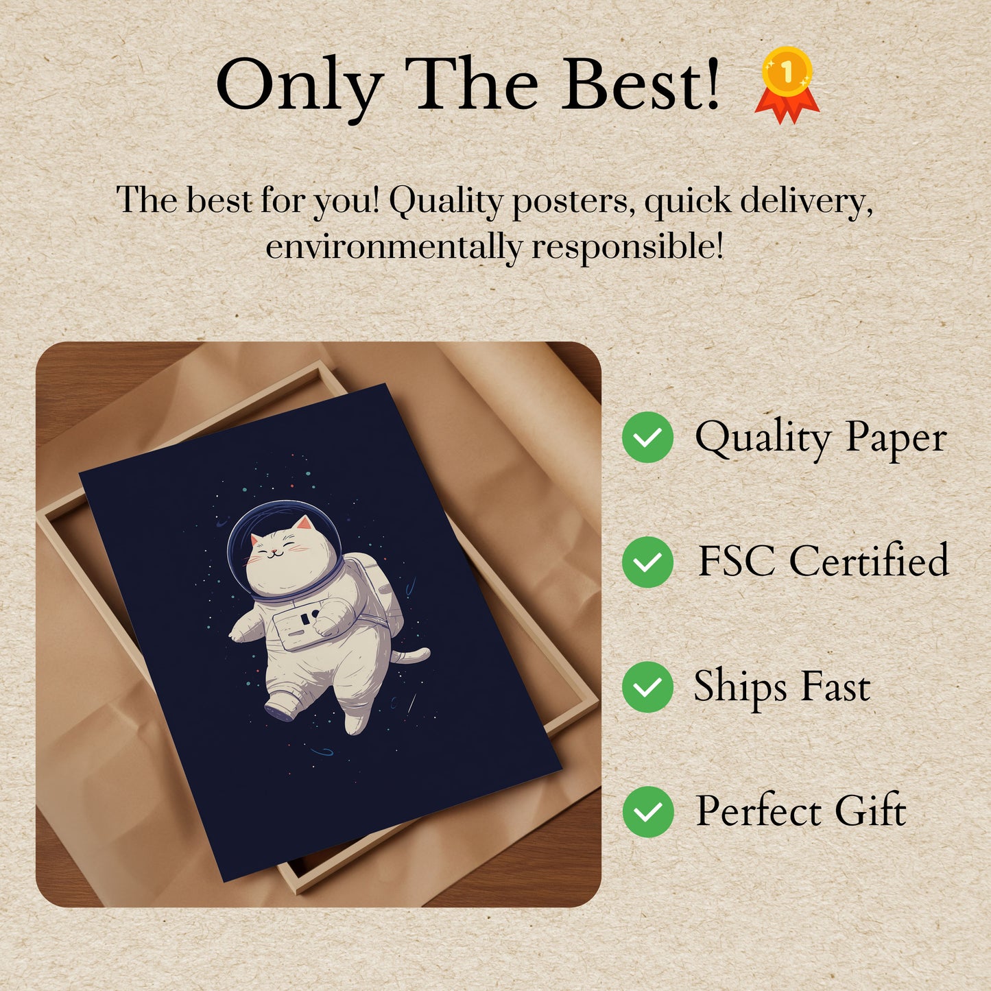 Cartel de Gato Astronauta en el Espacio