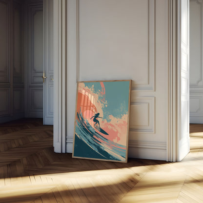 Sunset Wave Surfing Poster