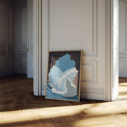Poster della Caverna del Lupo sulla Montagna Innevata