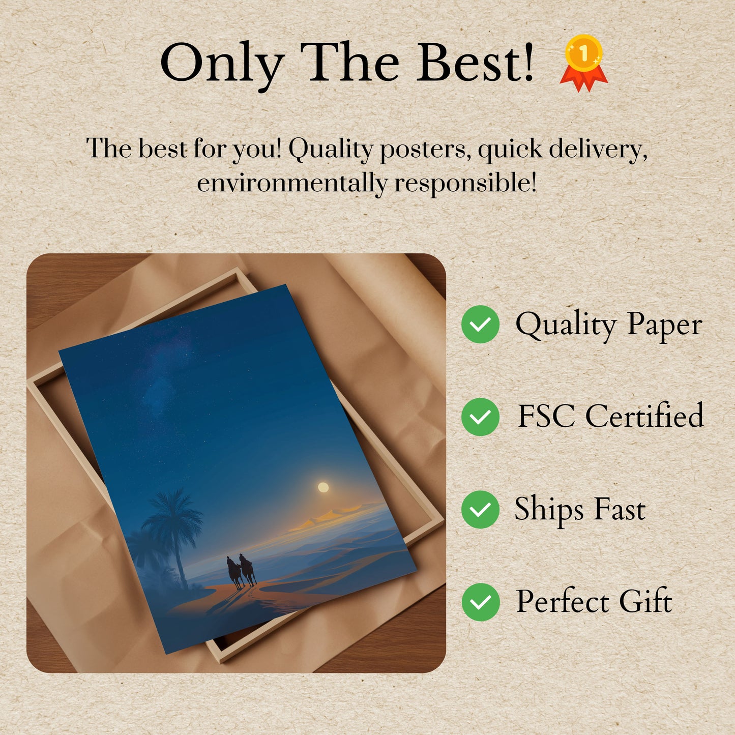 Affiche Caravane du Désert au Clair de Lune