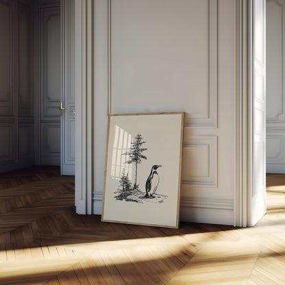Poster di Pinguino e Foresta di Pini