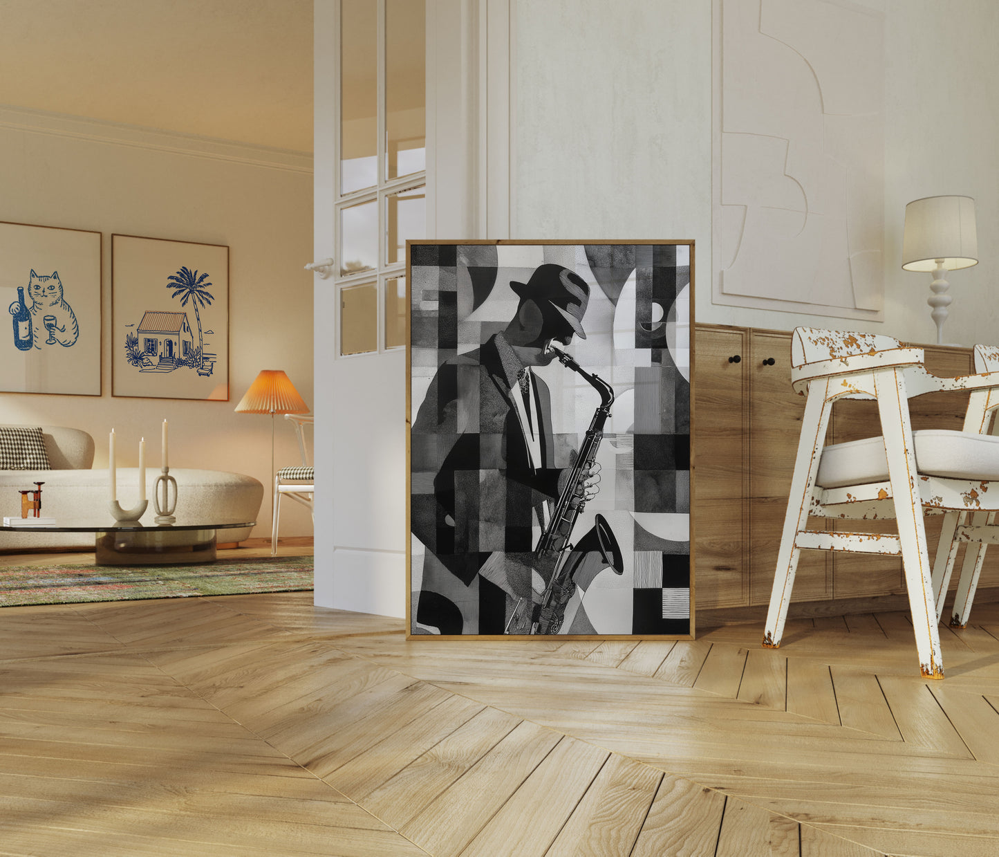 Jazz Cubist Saxophone Player Poster