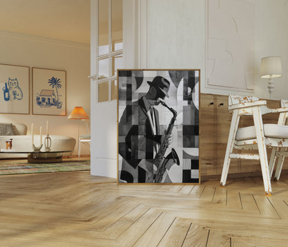 Jazz Cubist Saxophone Player Poster