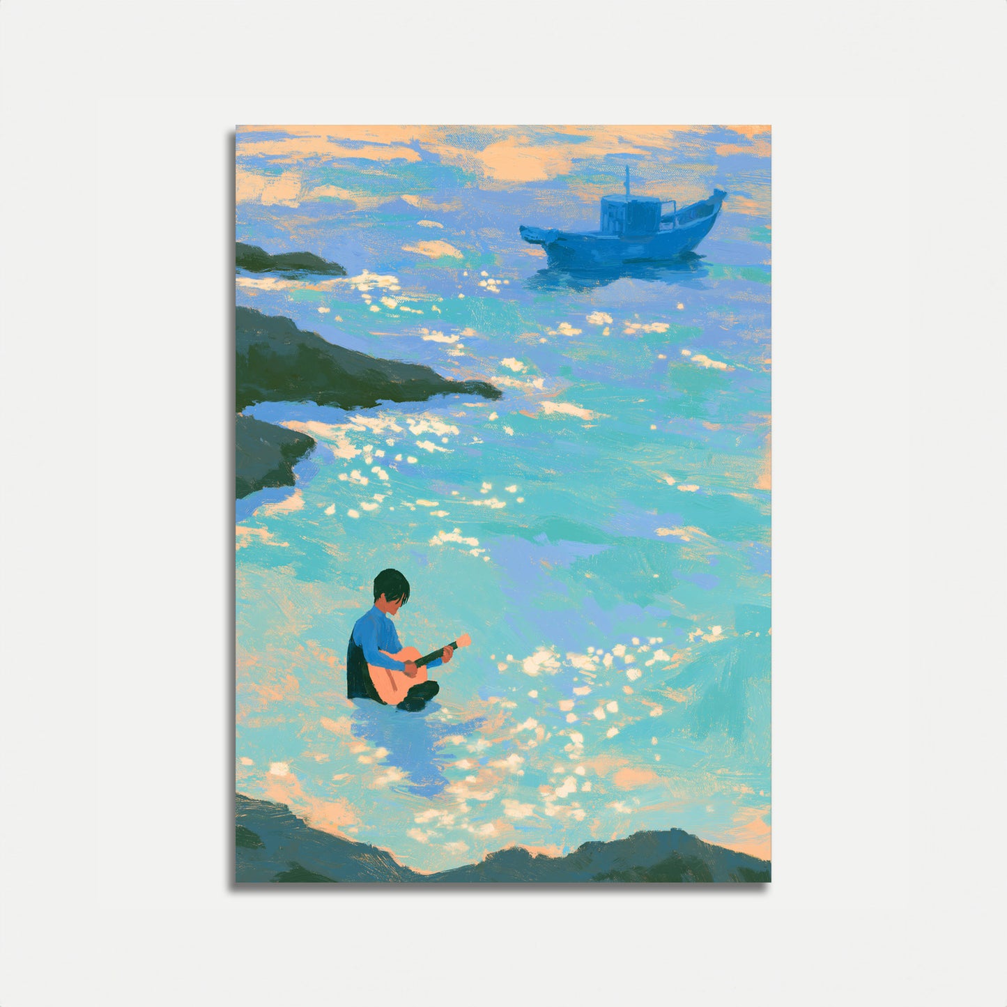 Musician by the Sea Poster