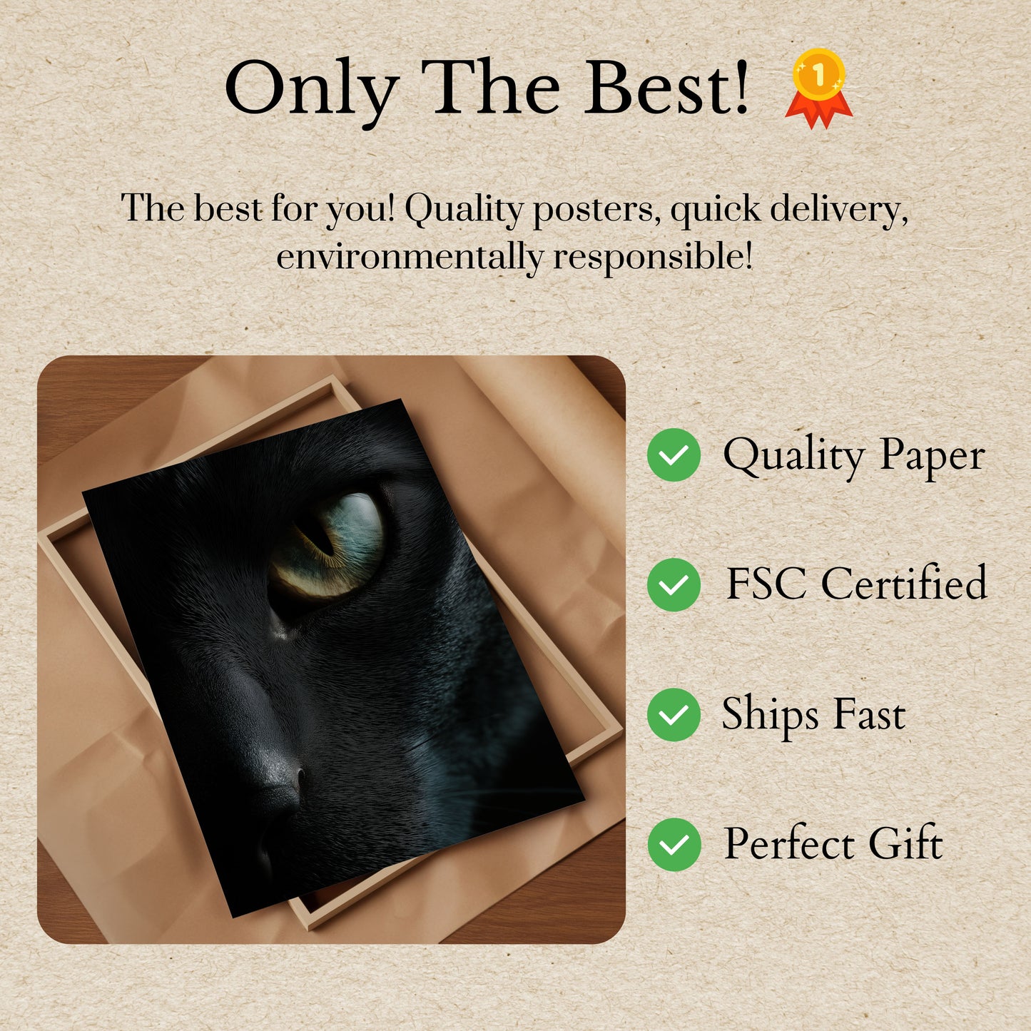 Mysterious Black Cat Eye Poster