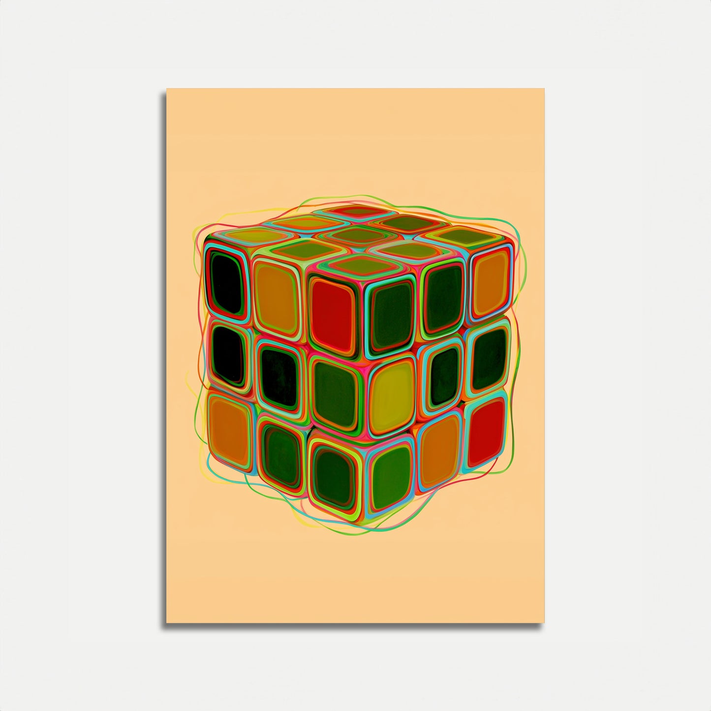 Psychedelic Rubik's Cube Poster