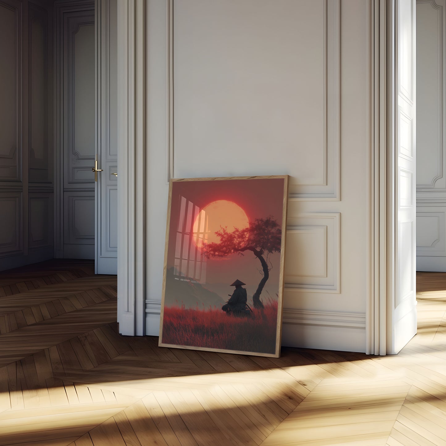 Samurai Krieger Solnedgang Plakat