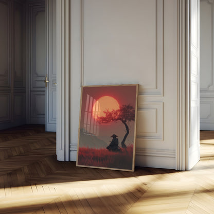 Samurai Krieger Solnedgang Plakat
