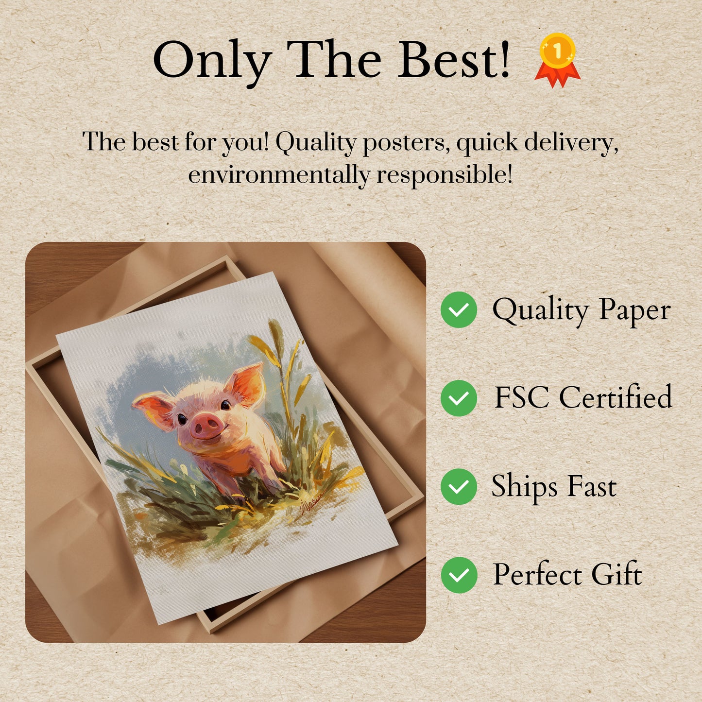 Adorable Piglet in Grass Poster