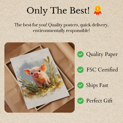 Adorable Piglet in Grass Poster
