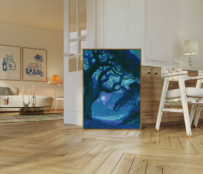 Enchanted Forest Night Moon Poster