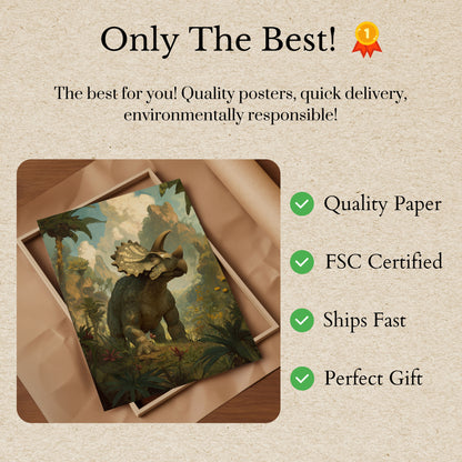 Prehistoric Triceratops Landscape Poster