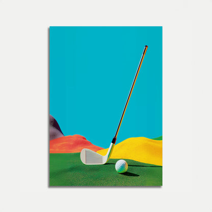 Affiche paysagère géométrique du swing de golf