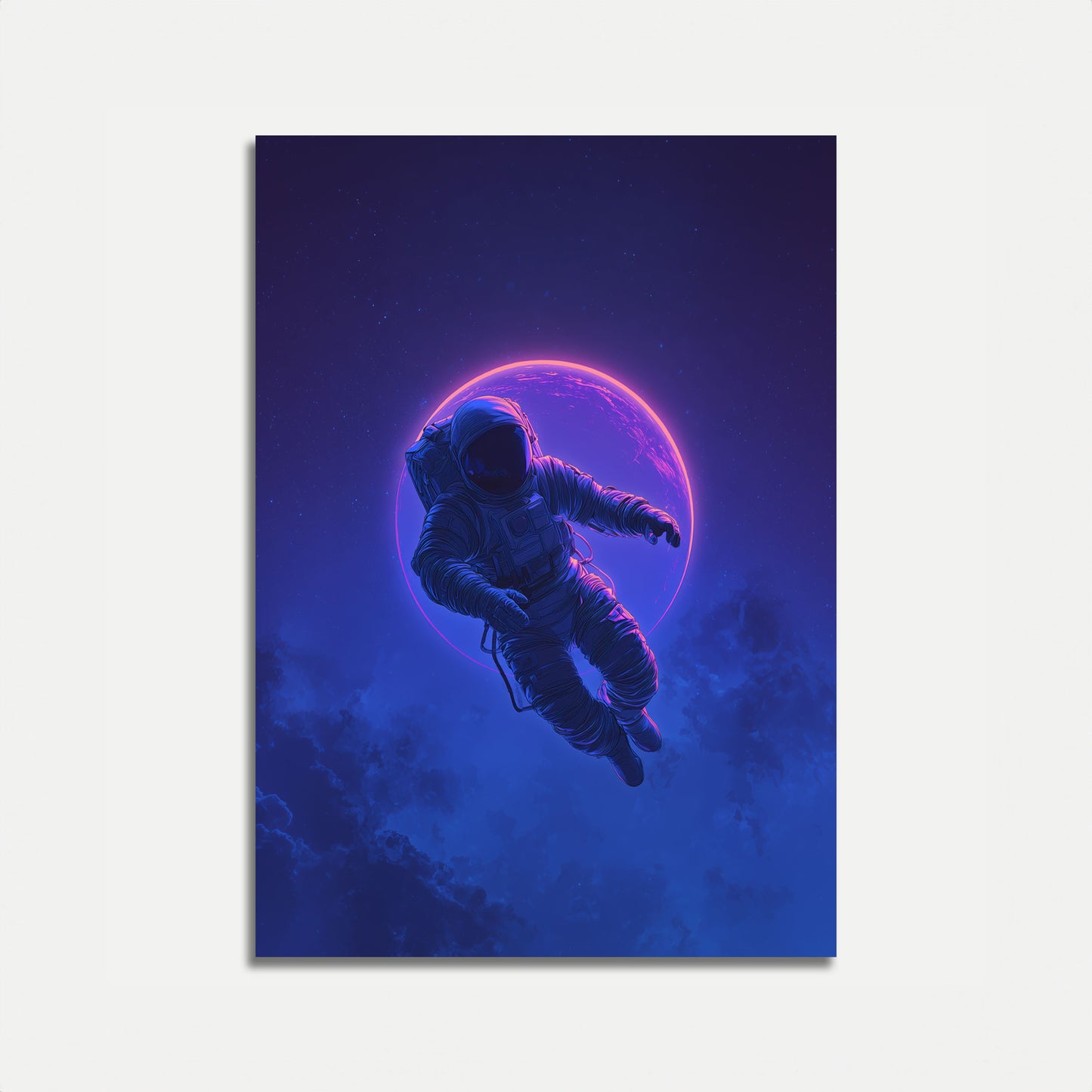 Astronauta w Kosmosie Neonowy Plakat