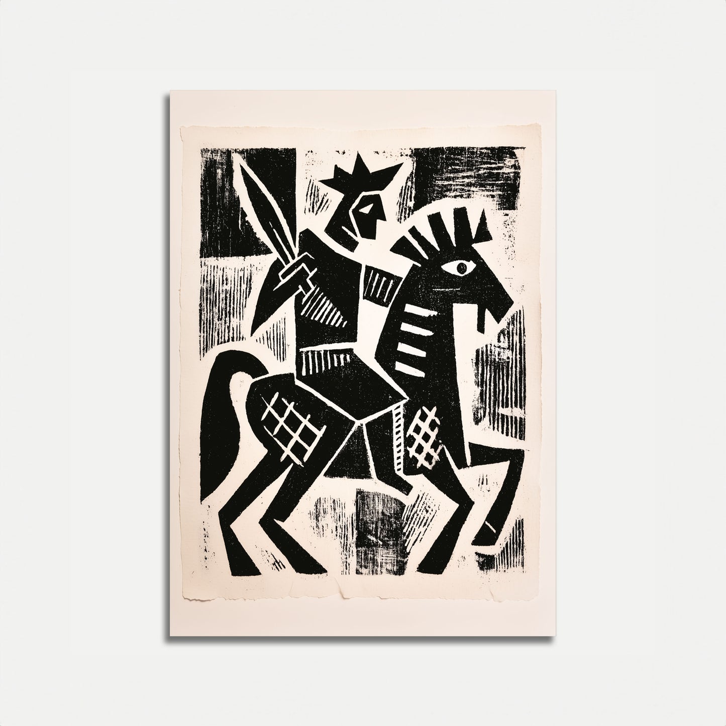 Cubist Warrior Horse Poster