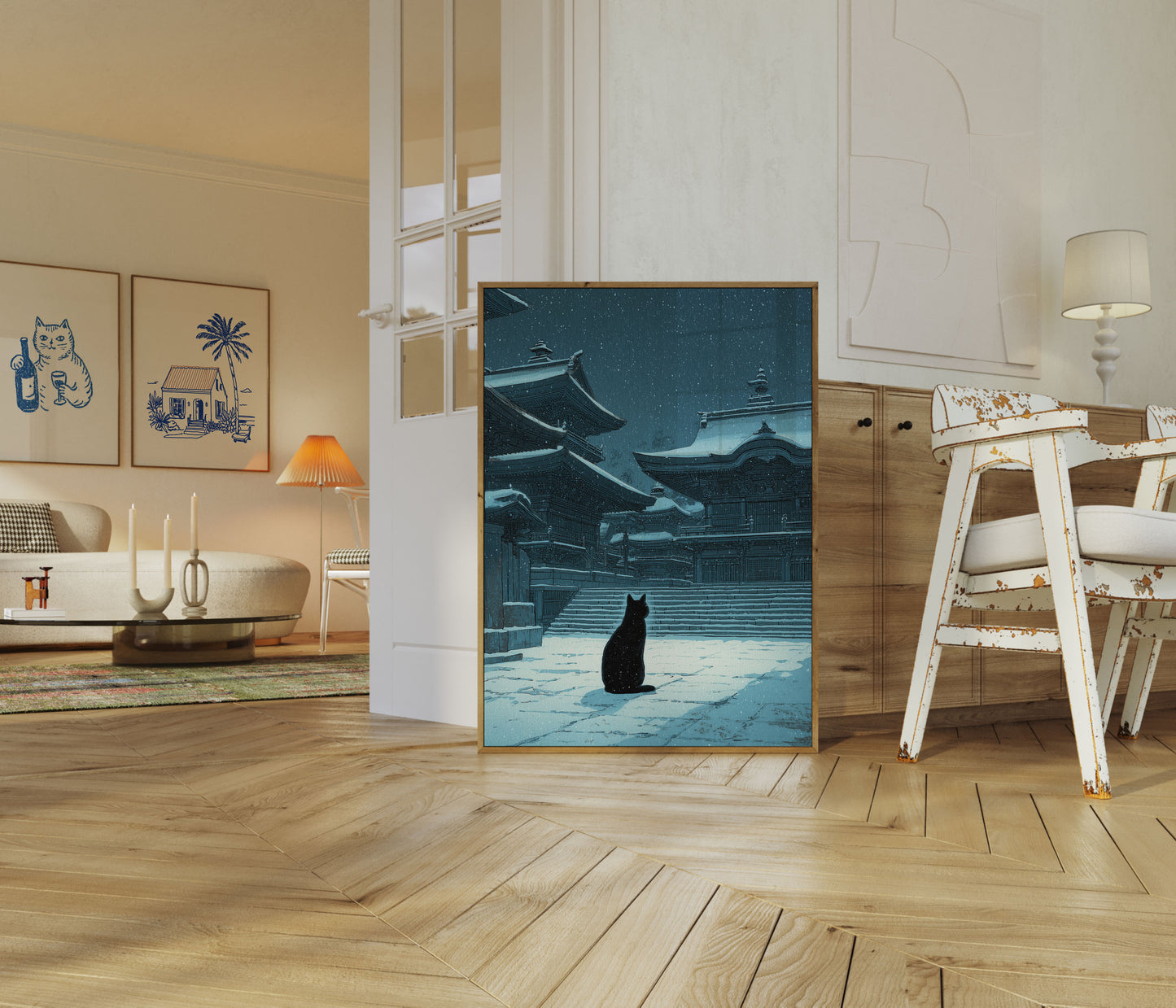 Black Cat in Snow Poster