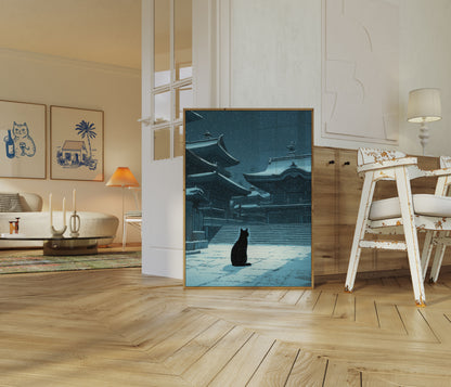 Black Cat in Snow Poster