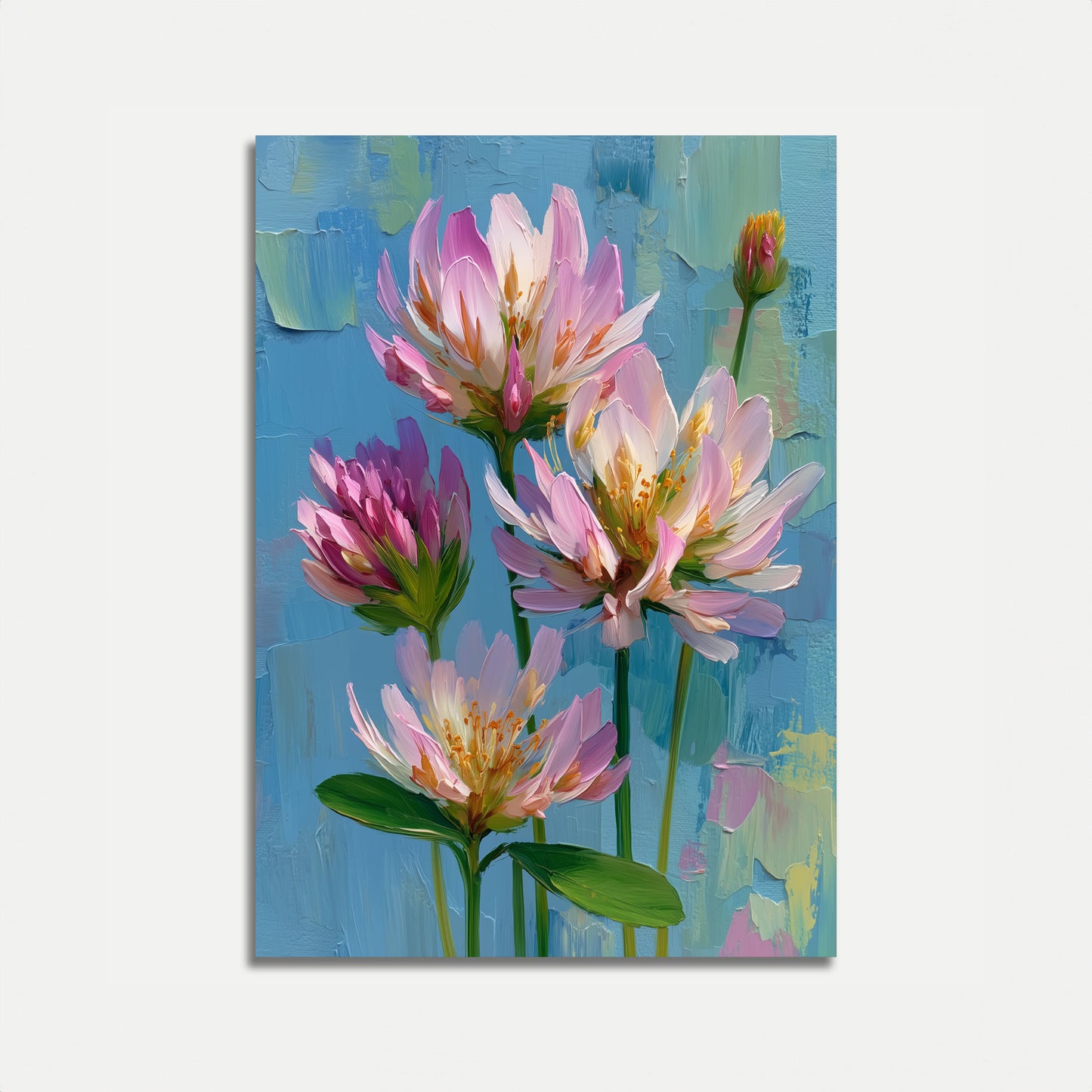 Affiche de Peinture à l'Huile Fleurs de Lotus Rose