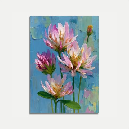 Affiche de Peinture à l'Huile Fleurs de Lotus Rose