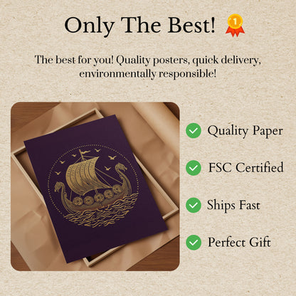 Gylden Vikingeskib Plakat