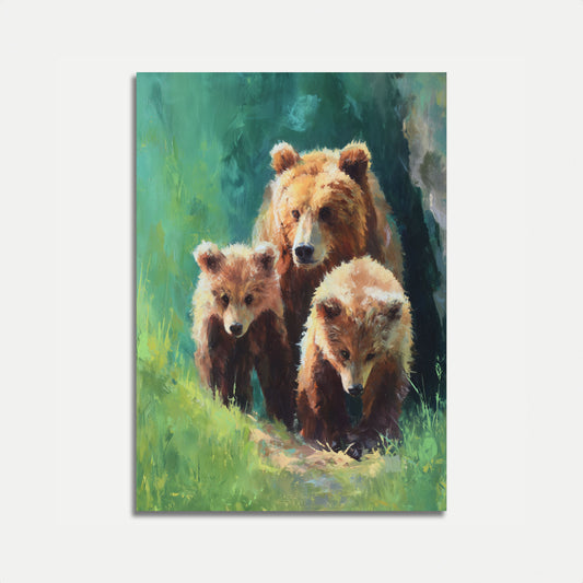 Björnfamilj i ängsaffisch