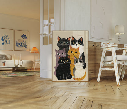 Colorful Cats Cluster Poster