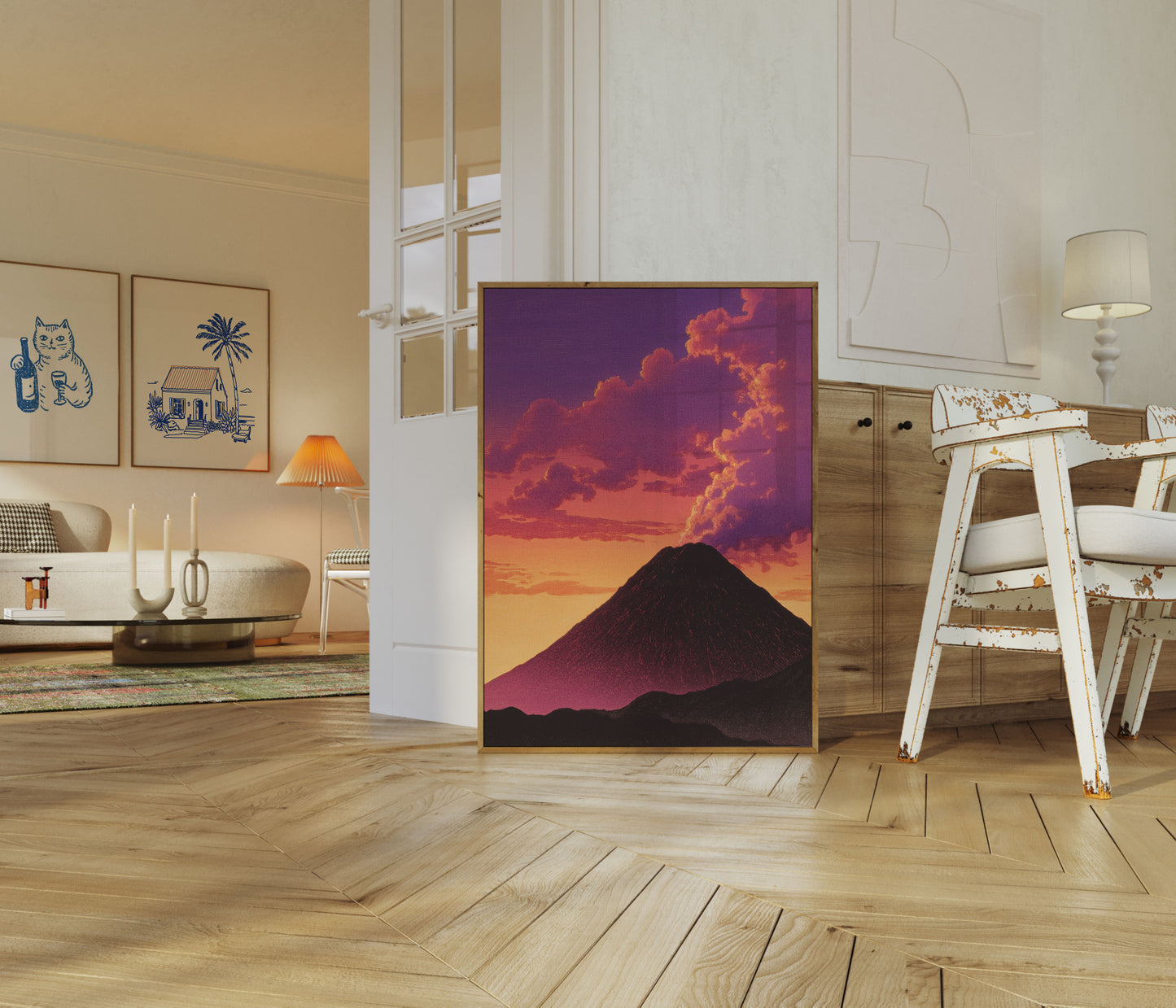 Volcanic Sunset Mountain Poster