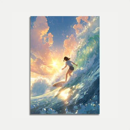 Sunset Surf Wave Rider Poster
